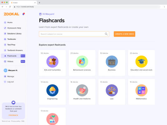 1. Search for flashcards using keywords